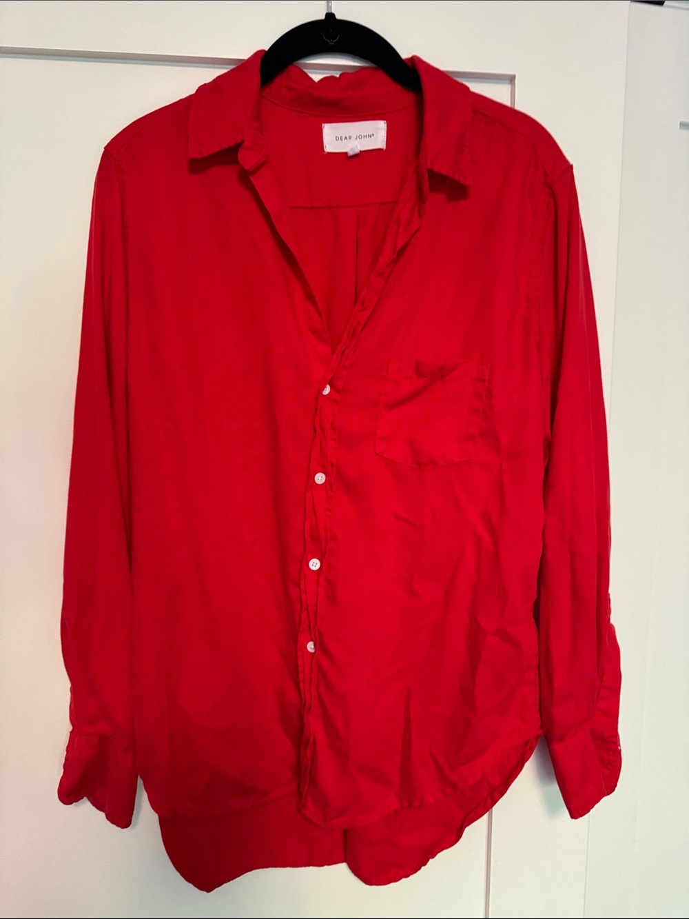 Dear John Bright Red Relaxed Button-Up Shirt